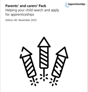 Example cover of the parents' and carers pack about apprenticeships